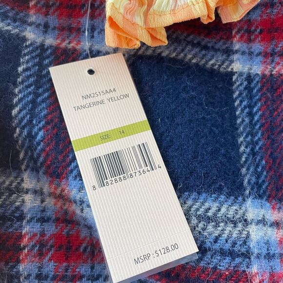 Nanette Lepore Gingham Tie Neck Keyhole 3/4 Sleeve Dress Cottage mini tiered π» - Picture 10 of 10